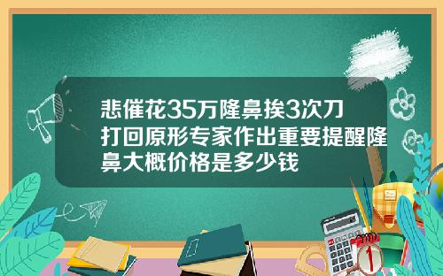 悲催花35万隆鼻挨3次刀打回原形专家作出重要提醒隆鼻大概价格是多少钱