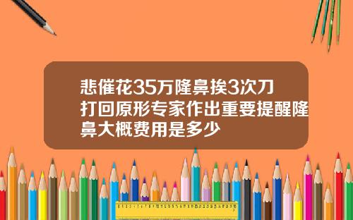 悲催花35万隆鼻挨3次刀打回原形专家作出重要提醒隆鼻大概费用是多少
