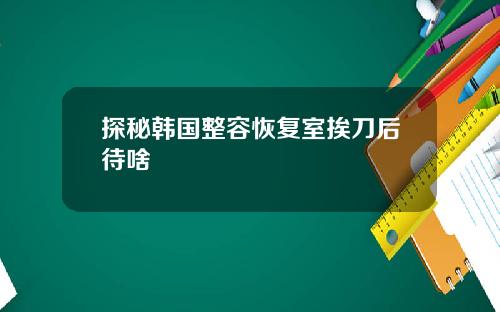 探秘韩国整容恢复室挨刀后待啥