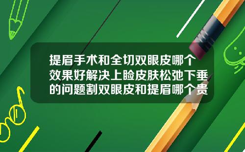 提眉手术和全切双眼皮哪个效果好解决上睑皮肤松弛下垂的问题割双眼皮和提眉哪个贵一点