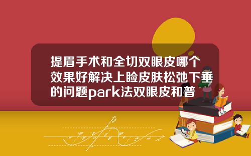 提眉手术和全切双眼皮哪个效果好解决上睑皮肤松弛下垂的问题park法双眼皮和普通全切哪一个容易掉