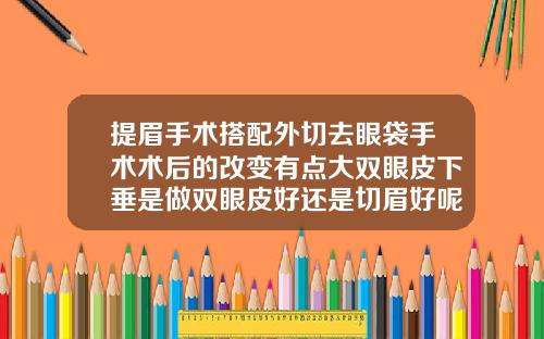 提眉手术搭配外切去眼袋手术术后的改变有点大双眼皮下垂是做双眼皮好还是切眉好呢