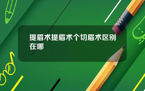 提眉术提眉术个切眉术区别在哪