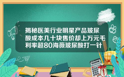 揭秘医美行业明星产品玻尿酸成本几十块售价却上万元毛利率超80海薇玻尿酸打一针多少钱