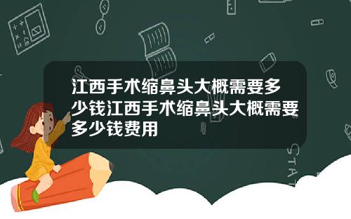 江西手术缩鼻头大概需要多少钱江西手术缩鼻头大概需要多少钱费用