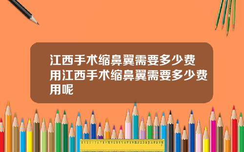 江西手术缩鼻翼需要多少费用江西手术缩鼻翼需要多少费用呢