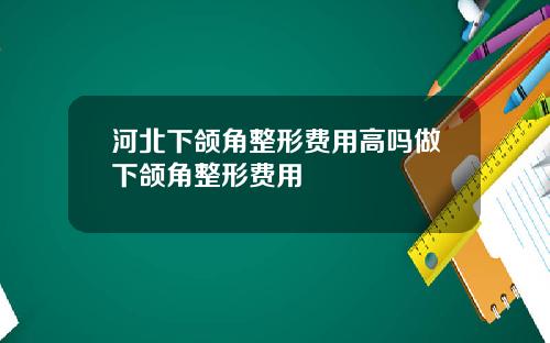 河北下颌角整形费用高吗做下颌角整形费用