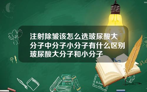 注射除皱该怎么选玻尿酸大分子中分子小分子有什么区别玻尿酸大分子和小分子