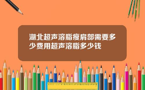 湖北超声溶脂瘦肩部需要多少费用超声溶脂多少钱