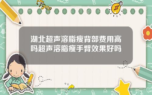 湖北超声溶脂瘦背部费用高吗超声溶脂瘦手臂效果好吗