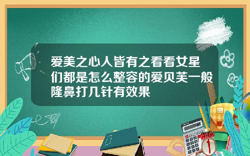 爱美之心人皆有之看看女星们都是怎么整容的爱贝芙一般隆鼻打几针有效果