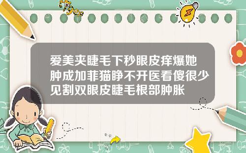爱美夹睫毛下秒眼皮痒爆她肿成加菲猫睁不开医看傻很少见割双眼皮睫毛根部肿胀