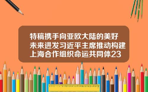 特稿携手向亚欧大陆的美好未来进发习近平主席推动构建上海合作组织命运共同体23岁还可以做牙齿矫正吗视频