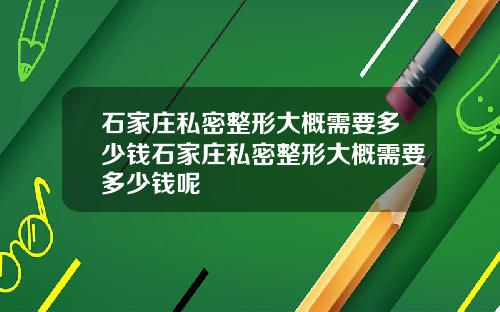 石家庄私密整形大概需要多少钱石家庄私密整形大概需要多少钱呢