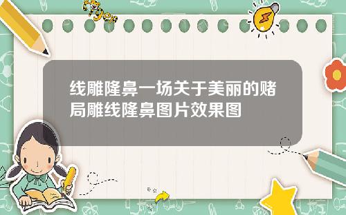 线雕隆鼻一场关于美丽的赌局雕线隆鼻图片效果图