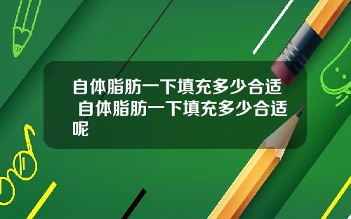 自体脂肪一下填充多少合适 自体脂肪一下填充多少合适呢