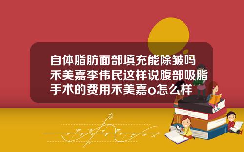 自体脂肪面部填充能除皱吗禾美嘉李伟民这样说腹部吸脂手术的费用禾美嘉o怎么样