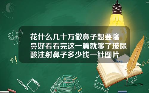 花什么几十万做鼻子想要隆鼻好看看完这一篇就够了玻尿酸注射鼻子多少钱一针图片