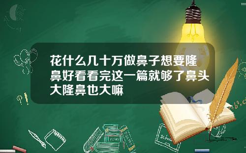 花什么几十万做鼻子想要隆鼻好看看完这一篇就够了鼻头大隆鼻也大嘛