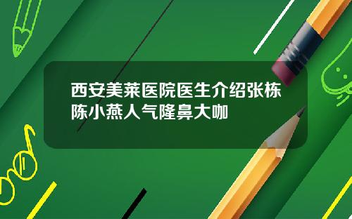 西安美莱医院医生介绍张栋陈小燕人气隆鼻大咖