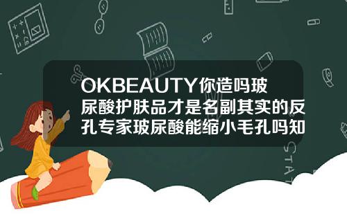 OKBEAUTY你造吗玻尿酸护肤品才是名副其实的反孔专家玻尿酸能缩小毛孔吗知乎